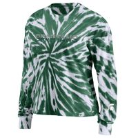 Women's WEAR by Erin Andrews Green Michigan State Spartans Tie-Dye Long Sleeve T-Shirt