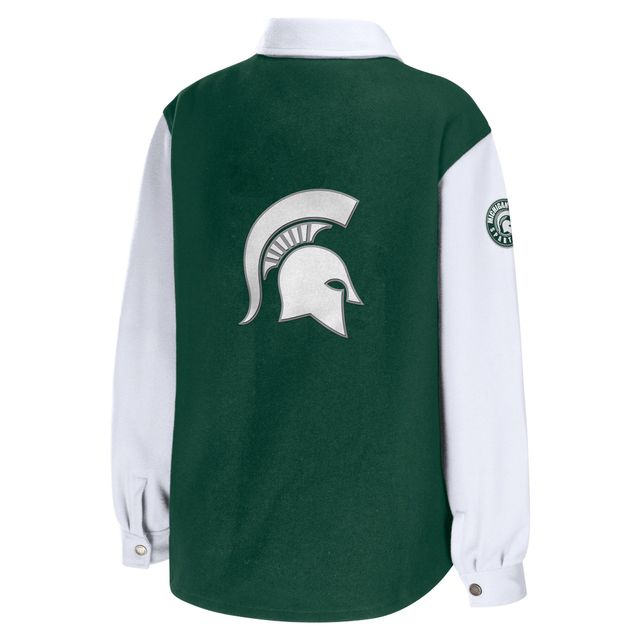 WEAR by Erin Andrews Veste-chemise boutonnée Michigan State Spartans vert chasseur pour femme