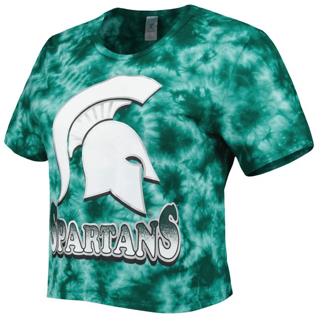 T-shirt court ZooZatz vert Michigan State Spartans Cloud-Dye pour femme