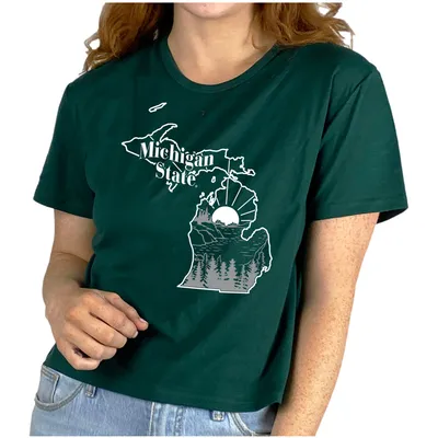 Michigan State Spartans ZooZatz Women's Scenic Crop T-Shirt - Green