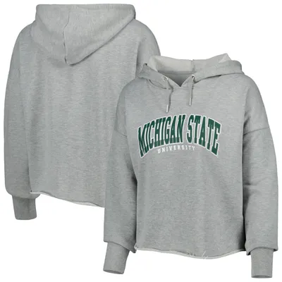 Michigan State Spartans ZooZatz Women's Core University Cropped French Terry Pullover Hoodie - Heather Gray
