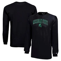 T-shirt noir à manches longues avec logo en forme d'arc des Spartans de l'État du Michigan pour les jeunes champions