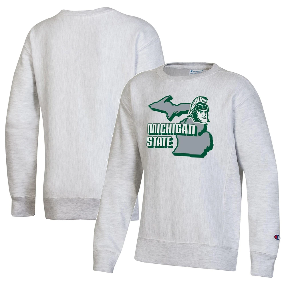 Sweat-shirt à tissage inversé des Spartans de l'État du Michigan, champion la jeunesse, gris chiné