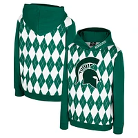 Youth Colosseum Green Michigan State Spartans Argyle The Dealio Pullover Hoodie