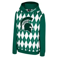 Youth Colosseum Green Michigan State Spartans Argyle The Dealio Pullover Hoodie