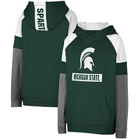 Chandail à capuchon raglan colorblock Colosseum Spartans de l'État du Michigan vert pour jeune