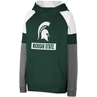 Chandail à capuchon raglan colorblock Colosseum Spartans de l'État du Michigan vert pour jeune