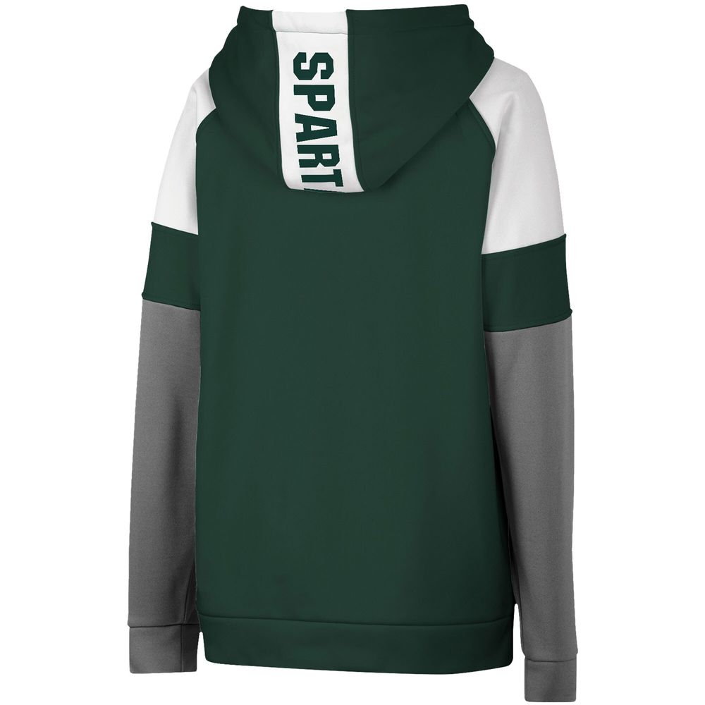 Youth Colosseum Green Michigan State Spartans Colorblock Raglan Pullover Hoodie