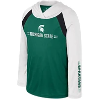 T-shirt à capuche manches longues raglan multi-coups Eddie Michigan State Spartans pour jeunes Colosseum vert