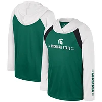 T-shirt à capuche manches longues raglan multi-coups Eddie Michigan State Spartans pour jeunes Colosseum vert