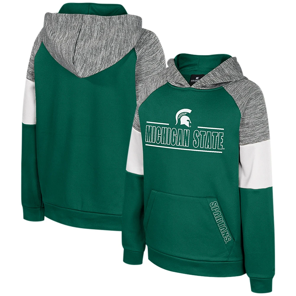 Sweat à capuche Raglan pour jeunes Colosseum Green Michigan State Spartans Live Hardcore