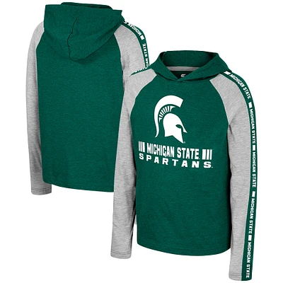 T-shirt à capuche manches longues et pour jeunes Colosseum Green Michigan State Spartans Ned Raglan