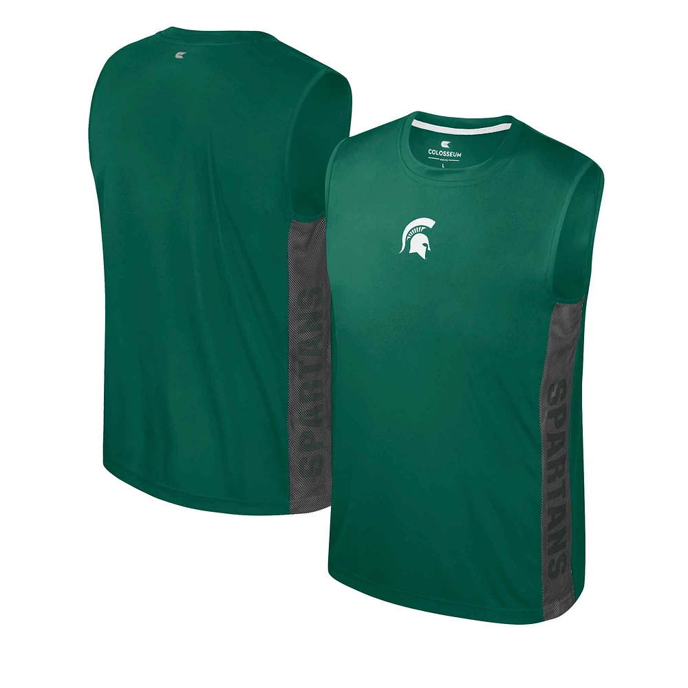 T-shirt sans manches pour jeunes Colosseum Green Michigan State Spartans Smak Talk