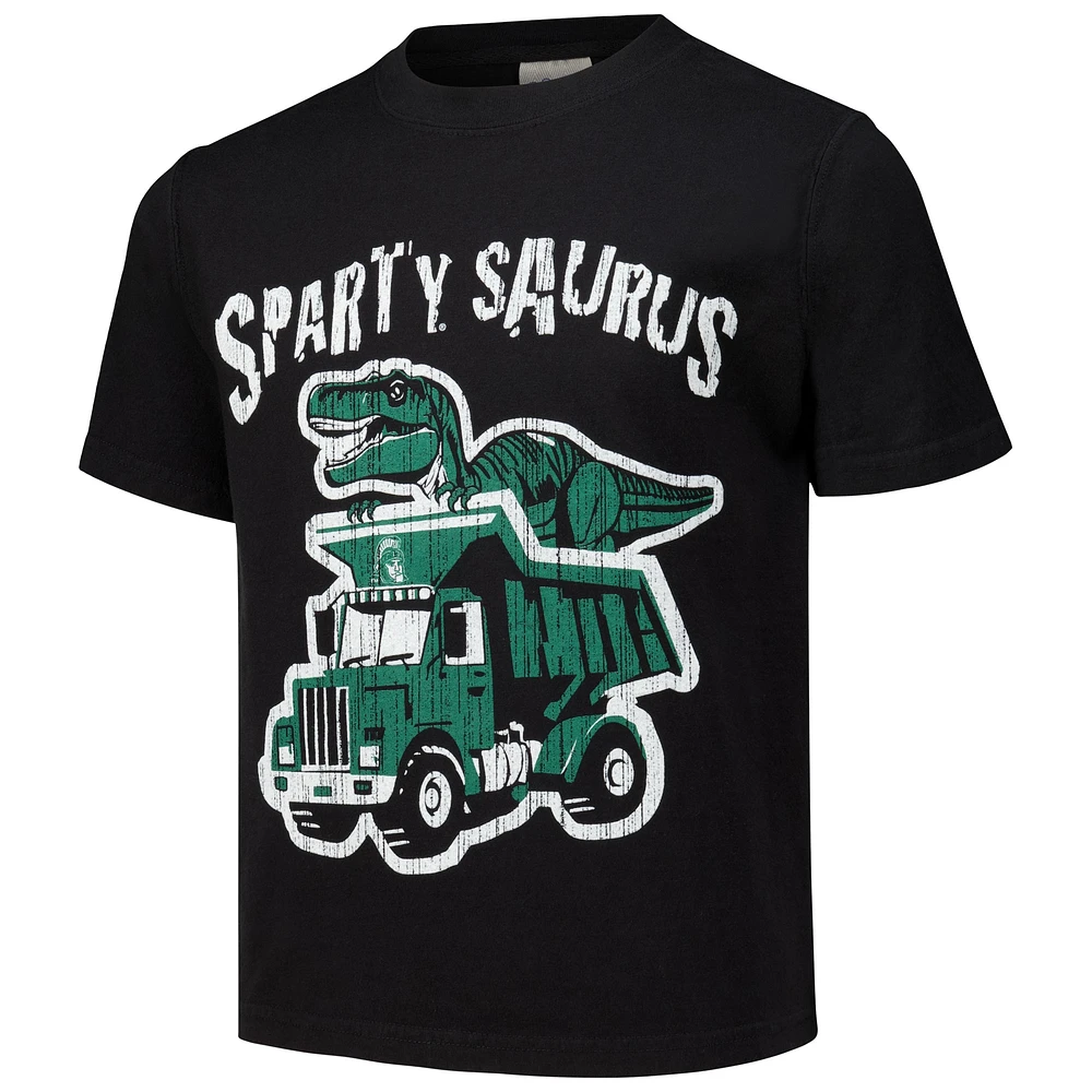 Youth ComfortWash Black Michigan State Spartans Dino Truck T-Shirt