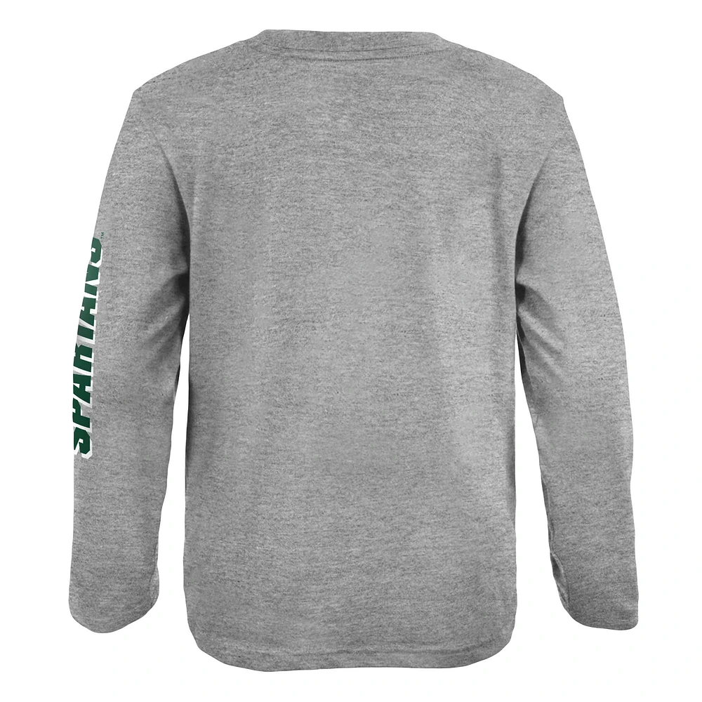 T-shirt à manches longues pour jeune Michigan State Spartans 2-Hit For My Team gris chiné