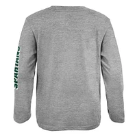 T-shirt à manches longues pour jeune Michigan State Spartans 2-Hit For My Team gris chiné