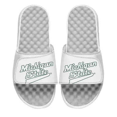 Michigan State Spartans ISlide Youth Wordmark Outline Slide Sandals - White