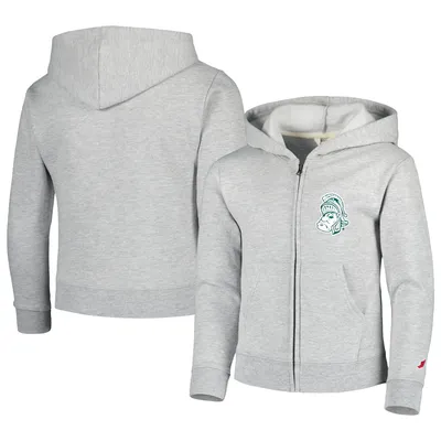 Youth League Collegiate Wear Heather Grey Michigan State Spartans Sweat à capuche entièrement zippé