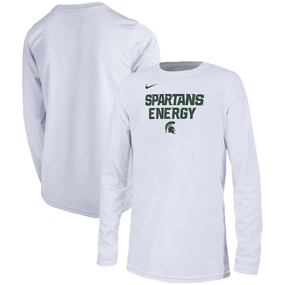 Youth Nike  White Michigan State Spartans 2024 On-Court Bench Energy T-Shirt