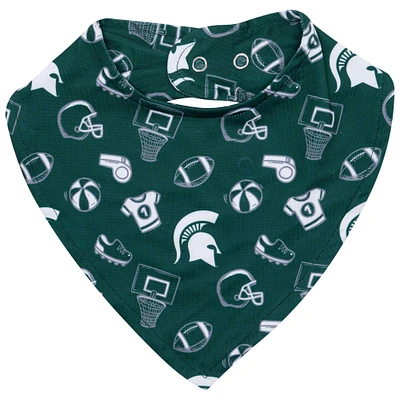 Bavoir pour bébé ZooZatz vert imprimé Michigan State Spartans