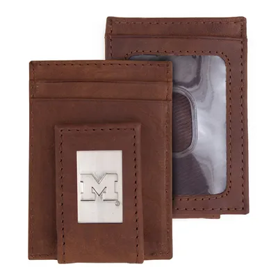 Michigan Wolverines Leather Front Pocket Wallet - Brown