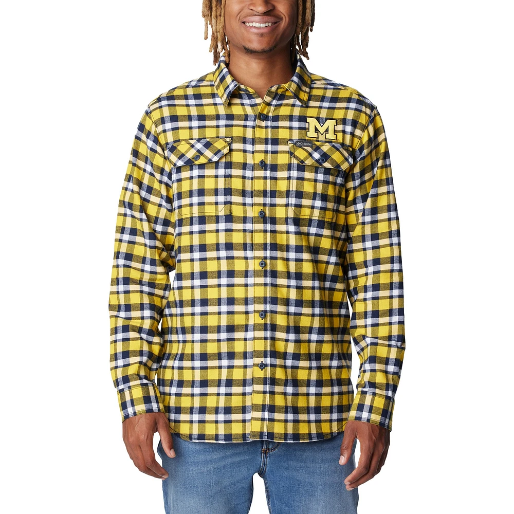 Chemise à manches longues en flanelle Columbia Maize Michigan Wolverines Flare Gun