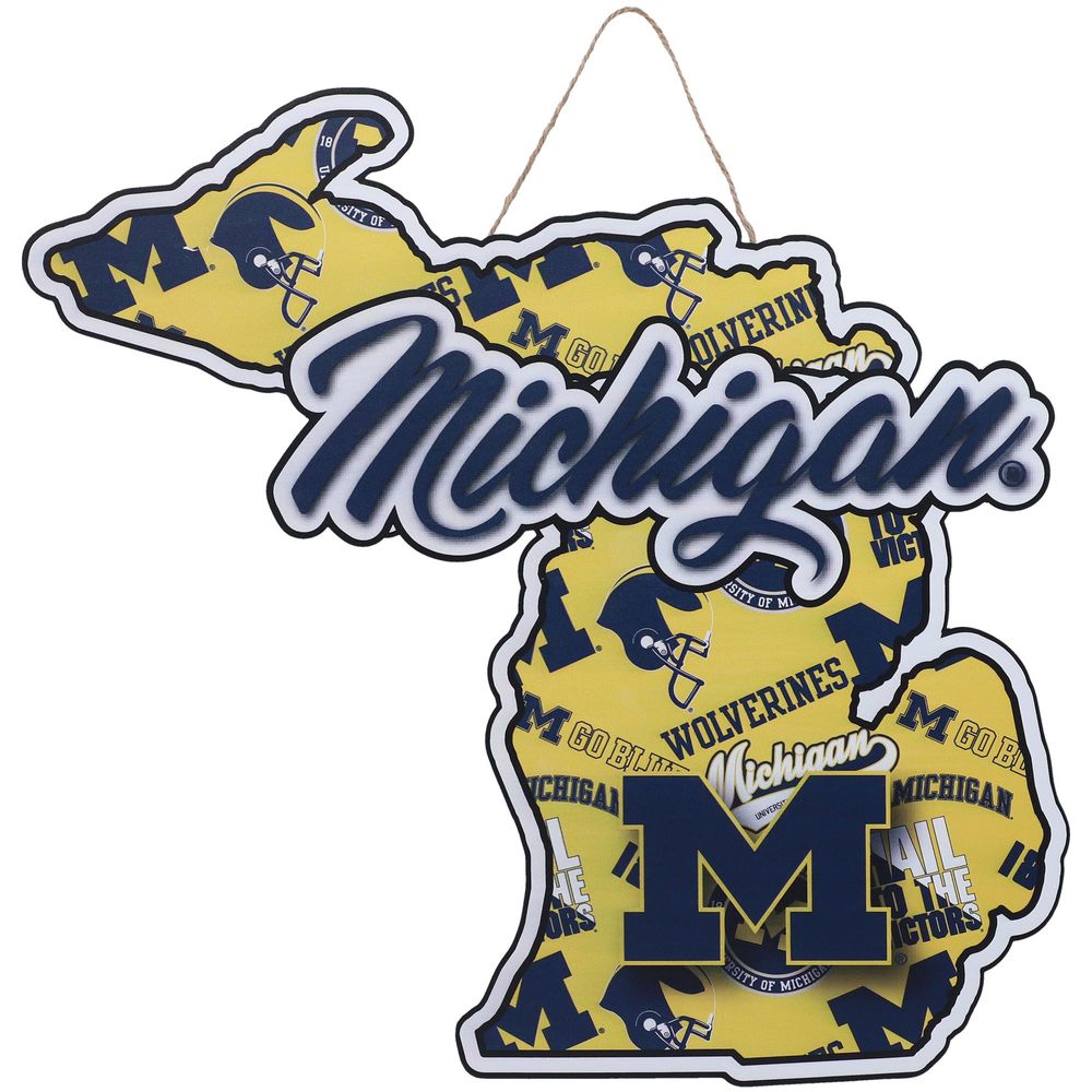 FOCO Michigan Wolverines 10.5'' x 15'' Die-Cut State Sign