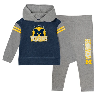 Girls Juvenile Navy Michigan Wolverines Preschool Clubhouse Pullover Hoodie & Legging Set