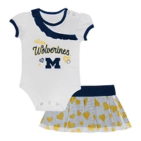 Girls Newborn & Infant Michigan Wolverines Two-Piece Love My Team Bodysuit Skirt Set