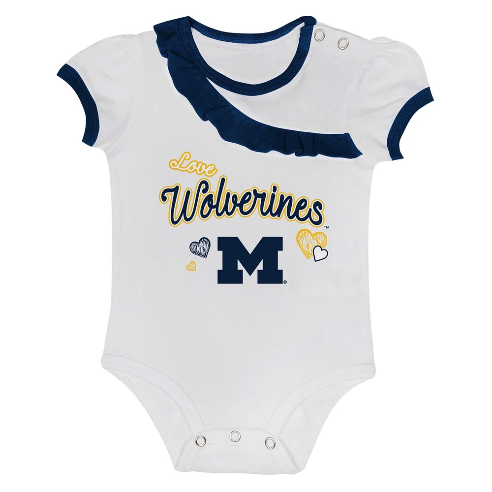 Girls Newborn & Infant Michigan Wolverines Two-Piece Love My Team Bodysuit Skirt Set