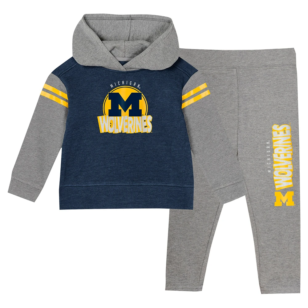 Girls Preschool Navy Michigan Wolverines Clubhouse Pullover Hoodie & Legging Set