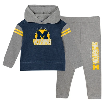 Girls Preschool Navy Michigan Wolverines Clubhouse Pullover Hoodie & Legging Set