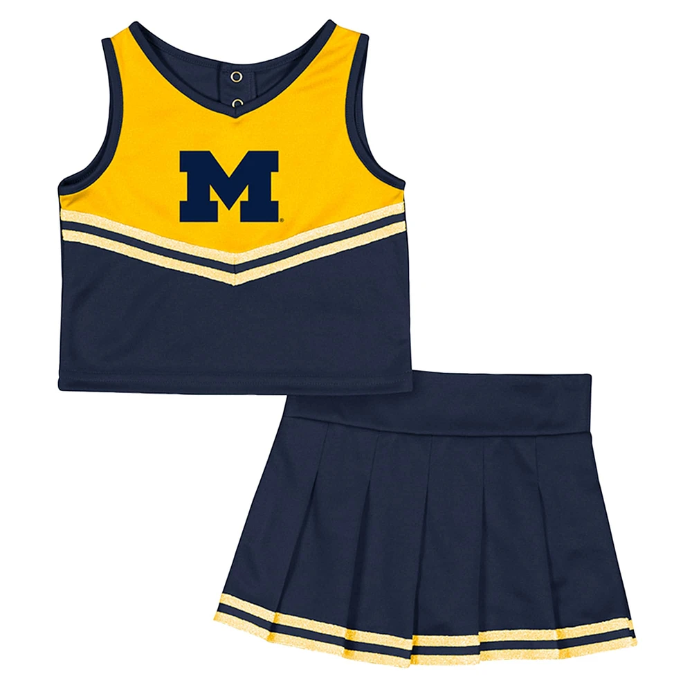 Ensemble haut et jupe de cheerleading pour filles Colosseum Navy Michigan Wolverines Time For Recess