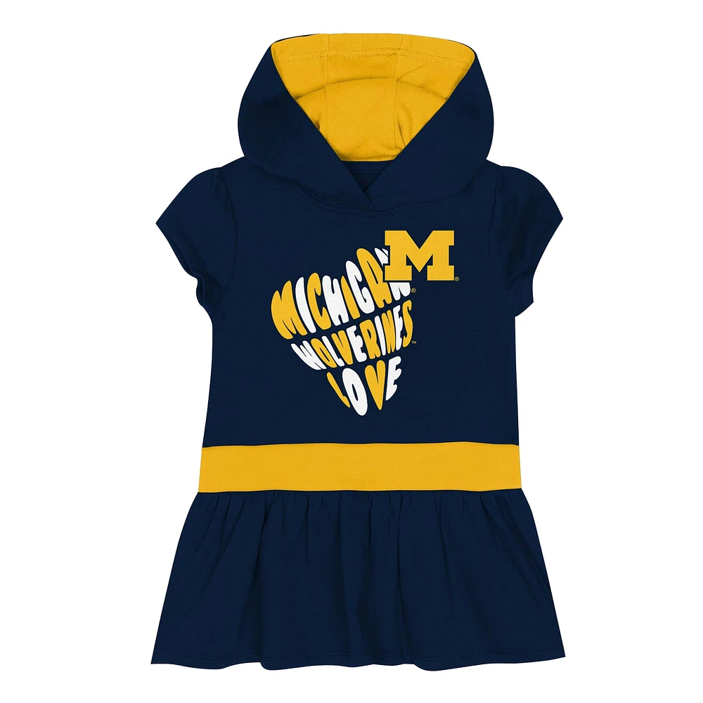 Girls Toddler Navy Michigan Wolverines Team Love French Terry Hoodie Dress