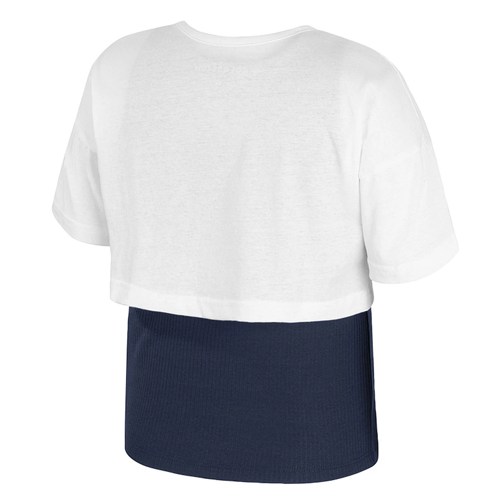 Girl's Youth Colosseum  White Michigan Wolverines Gale Cropped 2Fer Top