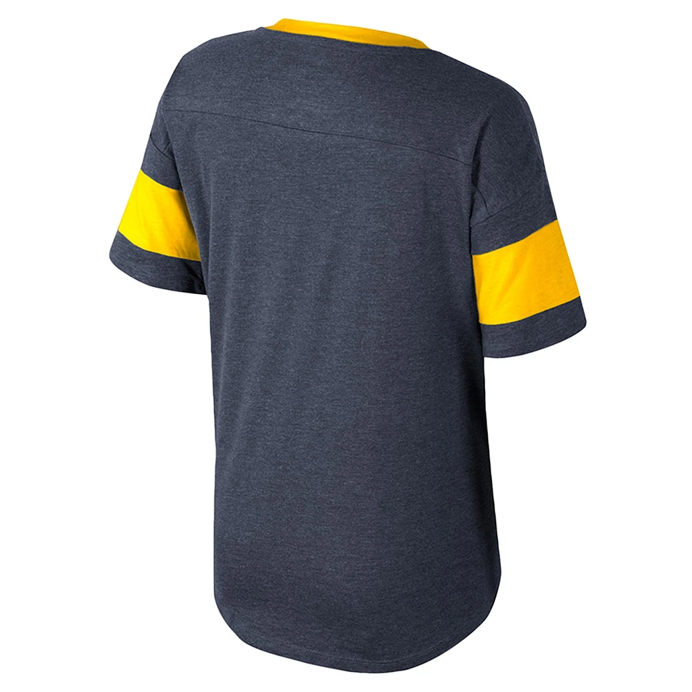 T-shirt à nouer sur le devant pour filles Colosseum Navy Michigan Wolverines Frontier