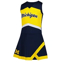 Girls Youth Navy Michigan Wolverines Cheer Captain Jumper Dress