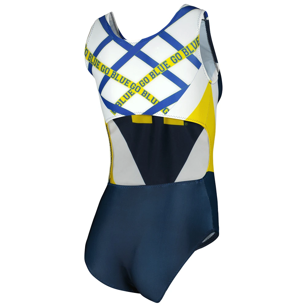 Girls Youth Navy Michigan Wolverines Team One-Piece Swimsuit