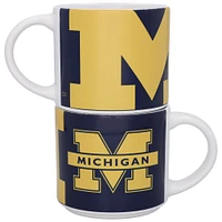 Lot de deux tasses empilables de 14 oz des Wolverines du Michigan d'Indigo Falls