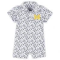 Infant Garb White Michigan Wolverines Earnest Polo Romper