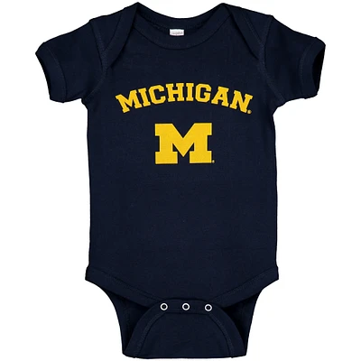 Infant Navy Michigan Wolverines Arch & Logo Bodysuit