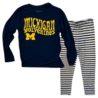 Infant Wes & Willy  Michigan Wolverines Long Sleeve Top and Striped Tri-Blend Leggings Set