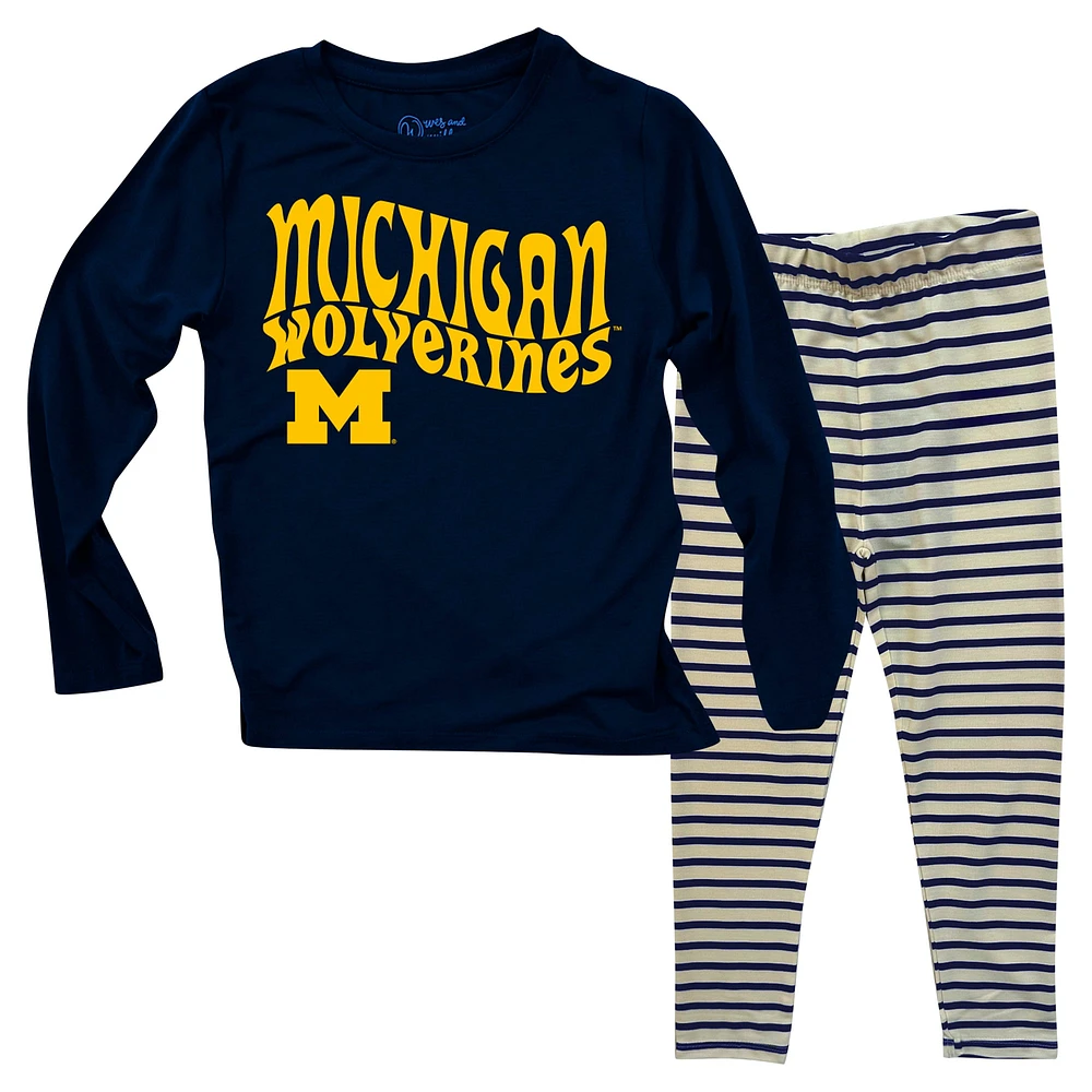 Infant Wes & Willy Michigan Wolverines Long Sleeve Top and Striped Tri-Blend Leggings Set