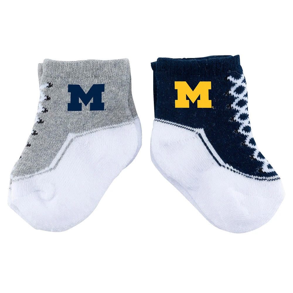 Lot de deux paires de chaussettes pour bébé ZooZatz Michigan Wolverines