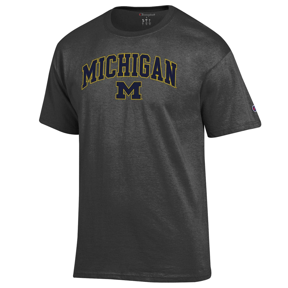 Men's Champion  Charcoal Michigan Wolverines Arch Over Logo T-Shirt