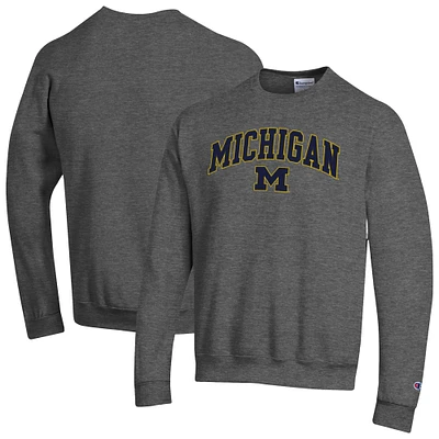 Sweat-shirt à enfiler avec logo Arch Over Michigan Wolverines pour homme Champion Heather Charcoal