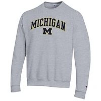 Sweat-shirt à enfiler avec logo Arch Over Champion pour homme, gris chiné, Michigan Wolverines