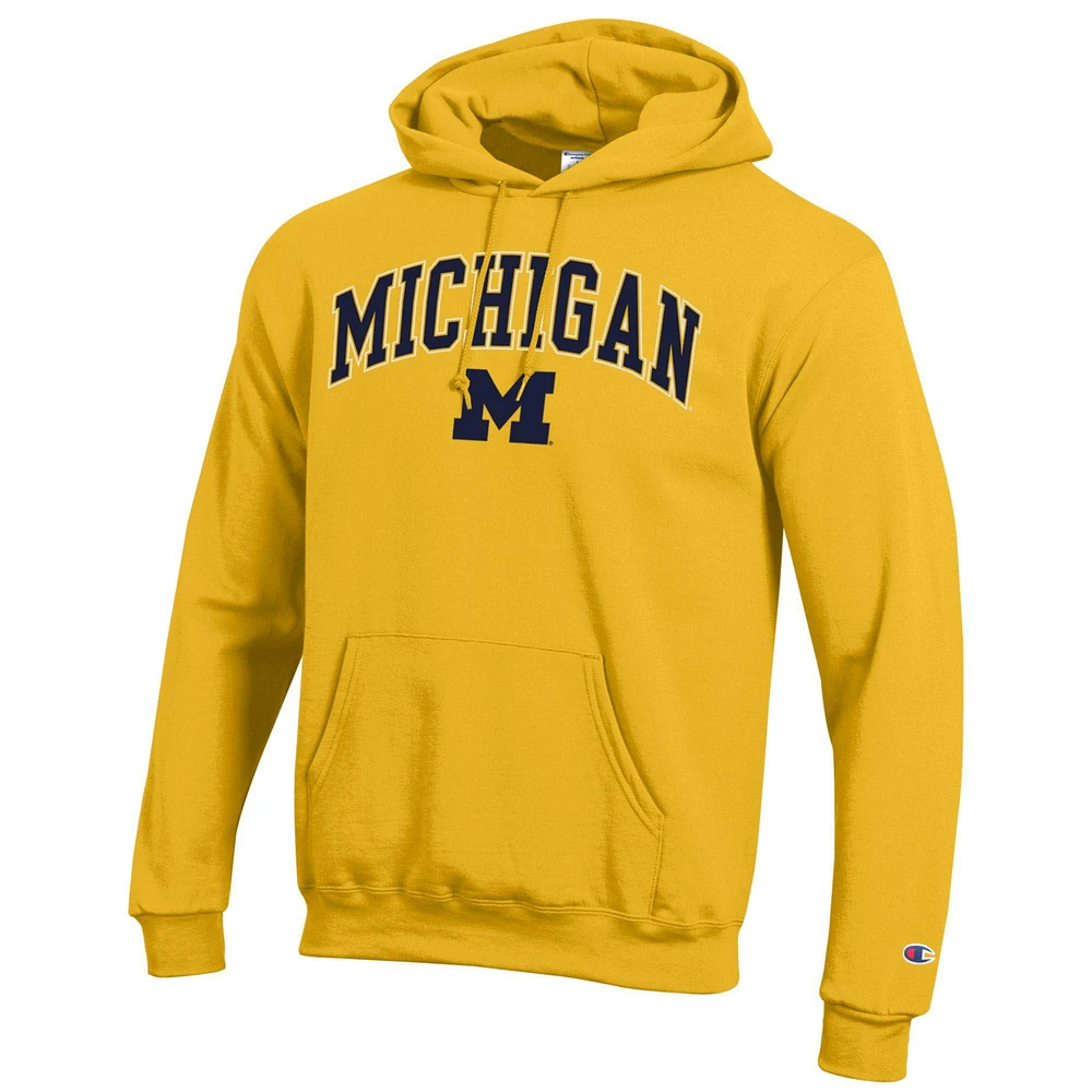 Men's Champion  Maize Michigan Wolverines Arch Over Logo Pullover Hoodie