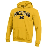 Men's Champion  Maize Michigan Wolverines Arch Over Logo Pullover Hoodie