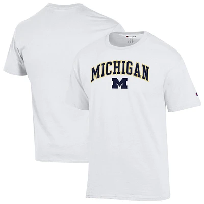 Men's Champion  White Michigan Wolverines Arch Over Logo T-Shirt